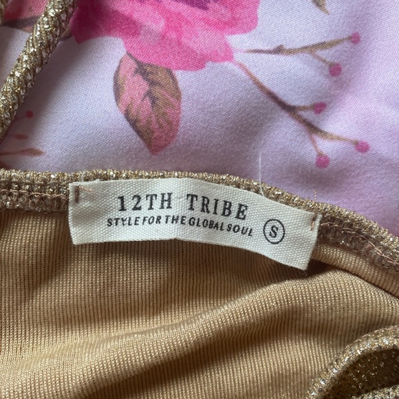 12th Tribe Gold Halter Crop Top - Picture 3 of 3